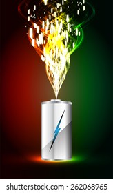 electric battery energy, vector illustration, dark red green Light Abstract Technology background for computer graphic website internet. wave. silver