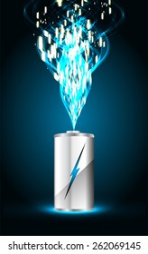 electric battery energy, vector illustration, dark blue Light Abstract Technology background for computer graphic website internet. wave. silver