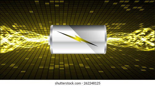 electric battery energy, vector illustration, darkyellow  Light Abstract Technology background for computer graphic website internet. wave. silver 