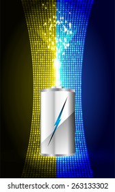electric battery energy, vector illustration, dark yellow blue Light Abstract Technology background for computer graphic website internet. wave. silver