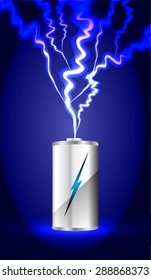 electric battery energy, vector illustration, dark blue Light Abstract Technology background for computer graphic website internet. wave. silver. circuit. spark. bolt. thunderbolt. thunder