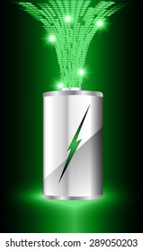 electric battery energy, vector illustration, dark green Light Abstract Technology background for computer graphic website internet. wave. silver. circuit