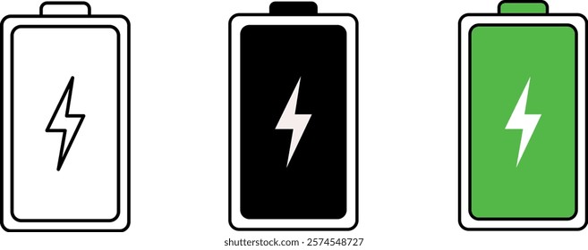 Electric battery fully charged icon. Editable Stroke