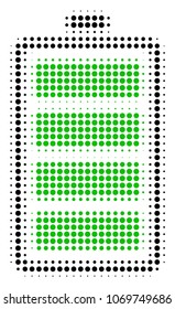 Electric Battery halftone vector icon. Illustration style is dotted iconic Electric Battery icon symbol on a white background. Halftone matrix is round spots.