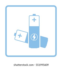Electric battery icon. Blue frame design. Vector illustration.