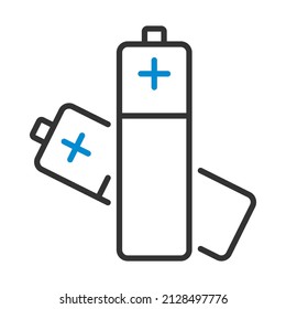 Symbol für elektrische Batterie. Bearbeitbare, fette Rahmenlinie mit Farbfülldesign. Vektorgrafik.