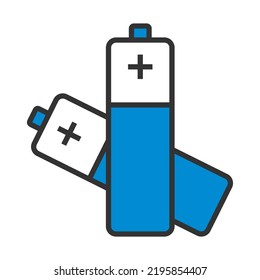 Electric Battery Icon. Editable Bold Outline With Color Fill Design. Vector Illustration.
