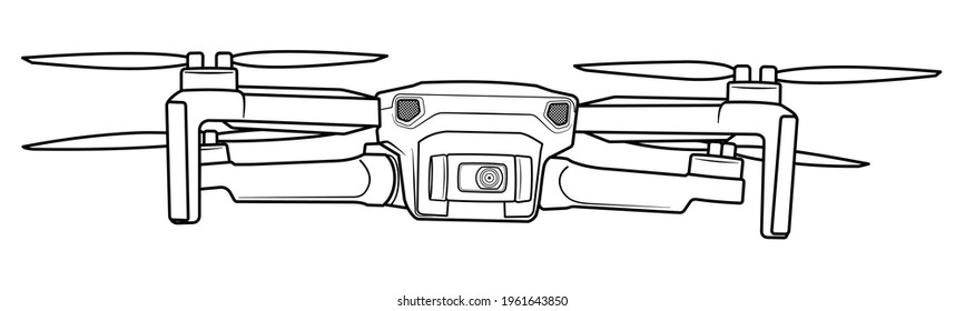 Electric battery powered drone with camera and camera controlled remotely vector illustration