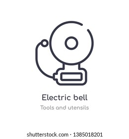 electric bell outline icon. isolated line vector illustration from tools and utensils collection. editable thin stroke electric bell icon on white background