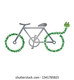 Electric bicycle bike e-bike black icon on white background. Electric bicycle icon, great design for any purposes. Vector bicycle icon, vector bicycle illustration - sport symbol. Race logo.
