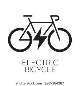 Electric bicycle bike e-bike black icon on white background