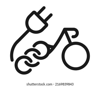 Electric bicycle, bike or e-bike icon. Bicycle charging station sign vector illustration
