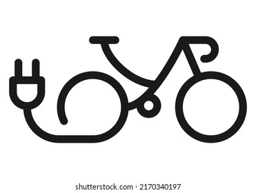 Electric bicycle, bike or e-bike icon. Bicycle charging station sign vector illustration