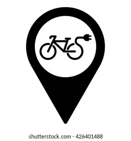 electric bicycle bike e-bike pin location icon black on white background