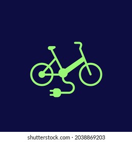 electric bicycle, bike with electric plug icon