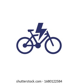 electric bicycle, bike vector icon on white