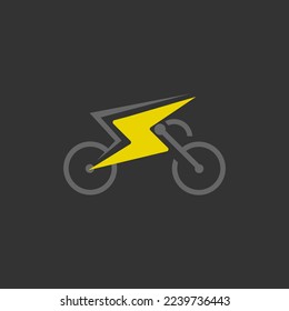 Electric bicycle with bolt logo design vector illustration.EPS 10
