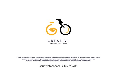 Elektrisches Fahrrad mit Bolzen Logo Design Vektor-Illustration.
