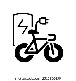 electric bicycle charging station solid icon vector design good for web or mobile app