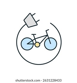 Electric bicycle charging, symbolizing eco-friendly urban mobility and sustainable living in a smart city environment