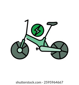 Electric bicycle color line icon. Vector isolated element. Editable stroke.