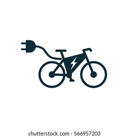 electric bicycle, e-bike icon on white background