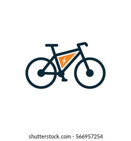 electric bicycle, e-bike icon on white background