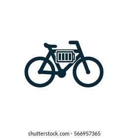 electric bicycle, e-bike icon on white background