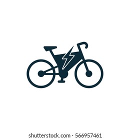 electric bicycle, e-bike icon on white background