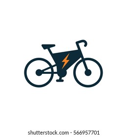 electric bicycle, e-bike icon on white background