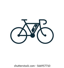 electric bicycle, e-bike icon on white background