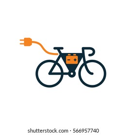 electric bicycle, e-bike icon on white background