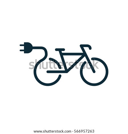 electric bicycle, e-bike icon on white background