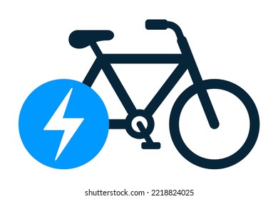 Electric bicycle or e-bike - icon vector illustration isolated on white