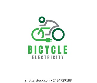 bicicleta eléctrica energía logo icono símbolo diseño plantilla ilustración inspiración