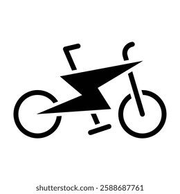 Electric Bicycle Glyph Icon Design For Personal And Commercial Use