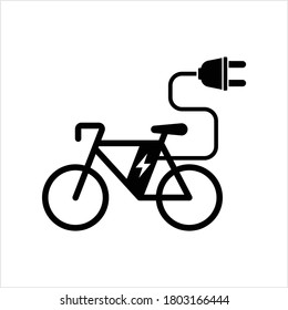 Electric Bicycle Icon, Electric Bike Vector Art Illustration