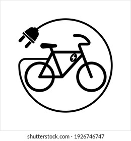 Electric Bicycle Icon, Electric Bike Vector Art Illustration