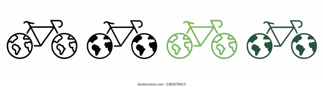 Electric bicycle icon. Black cable electrical bike contour and plug charging symbol. Eco friendly electro cycle vehicle sign concept. Vector battery powered e-bike transportation eps illustration