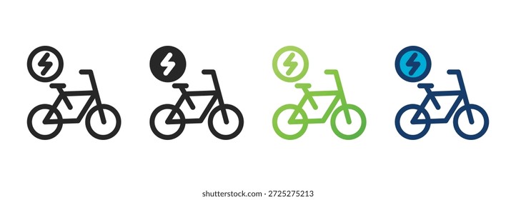 Elektro-Fahrrad-Symbol-Sammlung mit mehreren Stilen