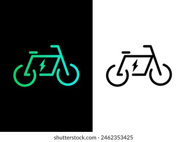 Icono eléctrico de la bicicleta, signo de la batería del Recargo de la bici E, punto de carga del EV, concepto del vehículo ecológico, Ilustración vectorial