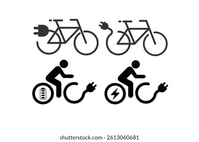 Electric bicycle icon. Eco friendly electro cycle vehicle sign concept. Electro bicycle icon set icon on white background