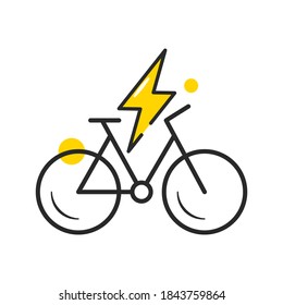 Electric Bicycle icon. Flat style. Isolated. 