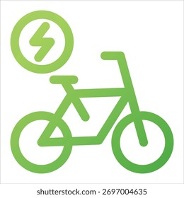 Ícone De Bicicleta Elétrica Na Ilustração De Vetor De Estilo Verde De Gradiente