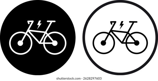Ícone de bicicleta elétrica definido em dois estilos . Ícone de bicicleta elétrica . Ilustração vetorial