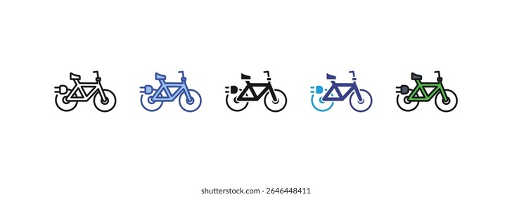ícone de bicicleta elétrica define coleção multi estilo
