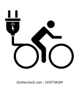 Electric bicycle icon vector. Electro e-bike icon. Charge battery electric bike station.
