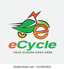 electric bicycle. Initial letter e electric bicycle logo vector. e-bike charge sign. Electric plug, bike, cyclist battery charge. flat vector ebike signs