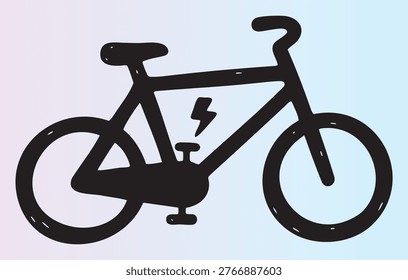 Electric bicycle with lightning bolt symbol representing ecofriendly transportation and modern commuting solution