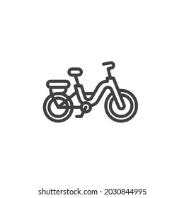 Electric bicycle line icon. linear style sign for mobile concept and web design. Electric bike outline vector icon. Symbol, logo illustration. Vector graphics